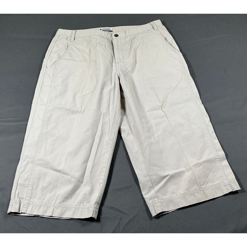 Columbia Womens Beige Khaki Cotton Capri Pants Size 12 AL8017 Cropped Hiking